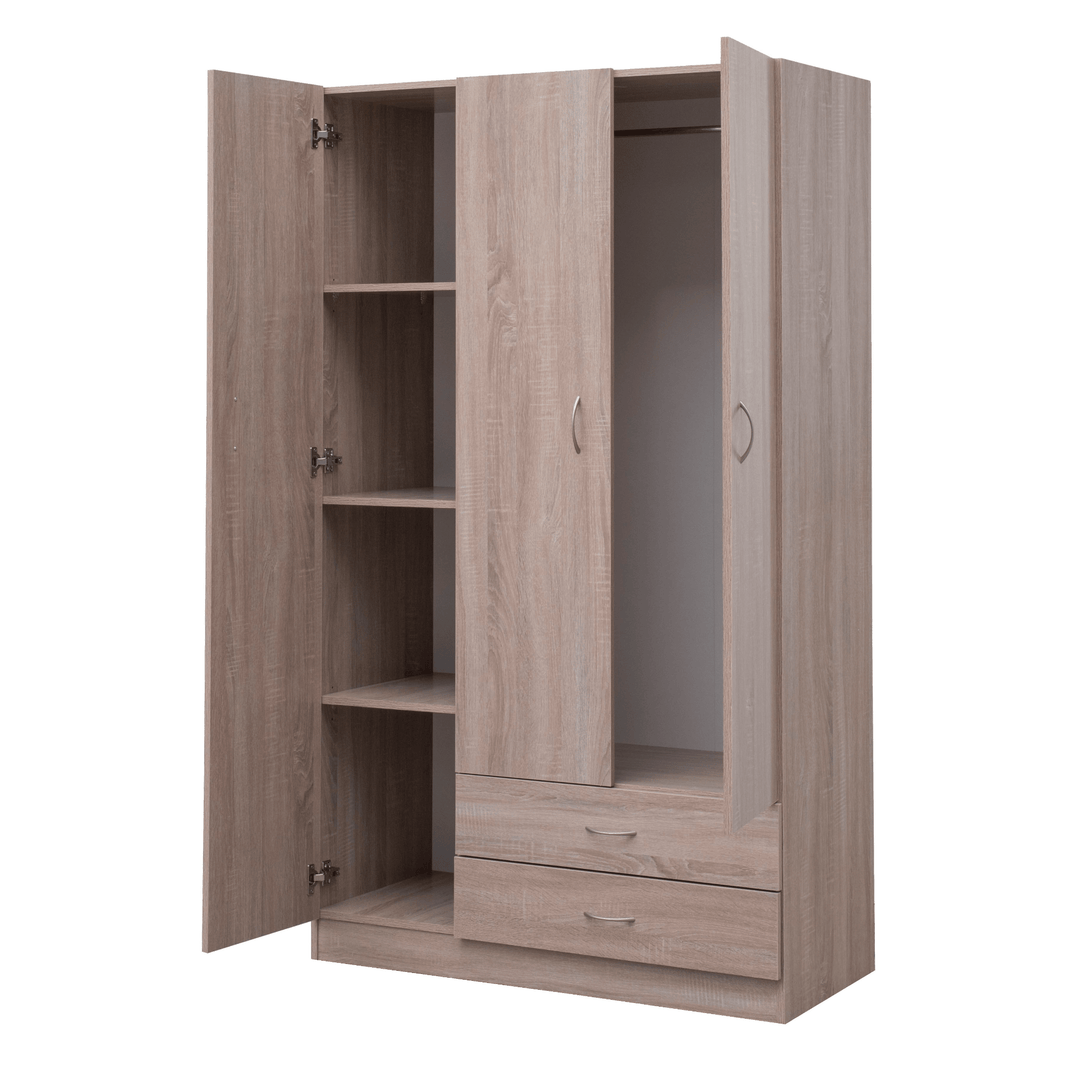 Metis Utility 3 doors Oak Wardrobe