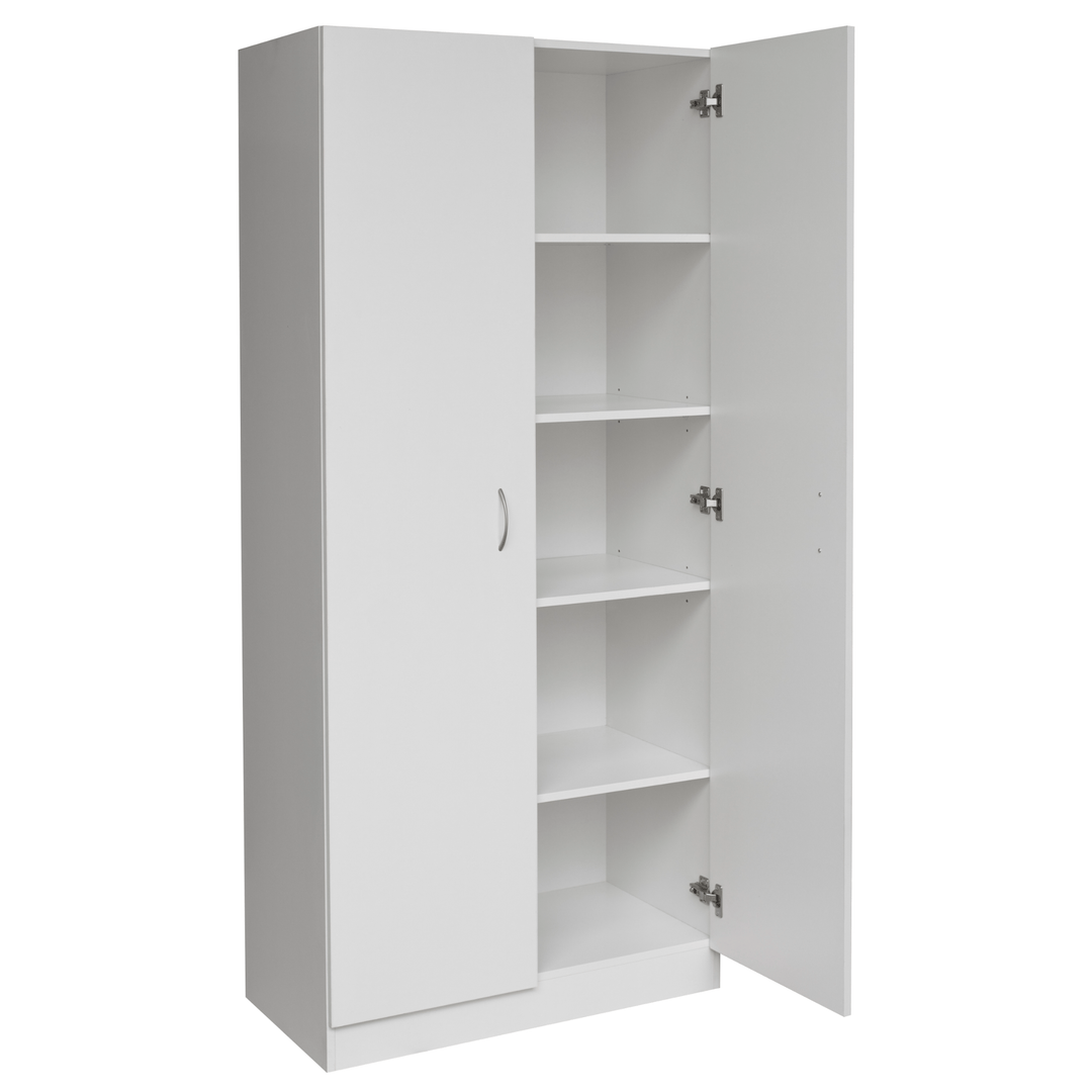 Metis 2 door Pantry Cupboard (Oak, White & Walnut) - Easy Home Furniture