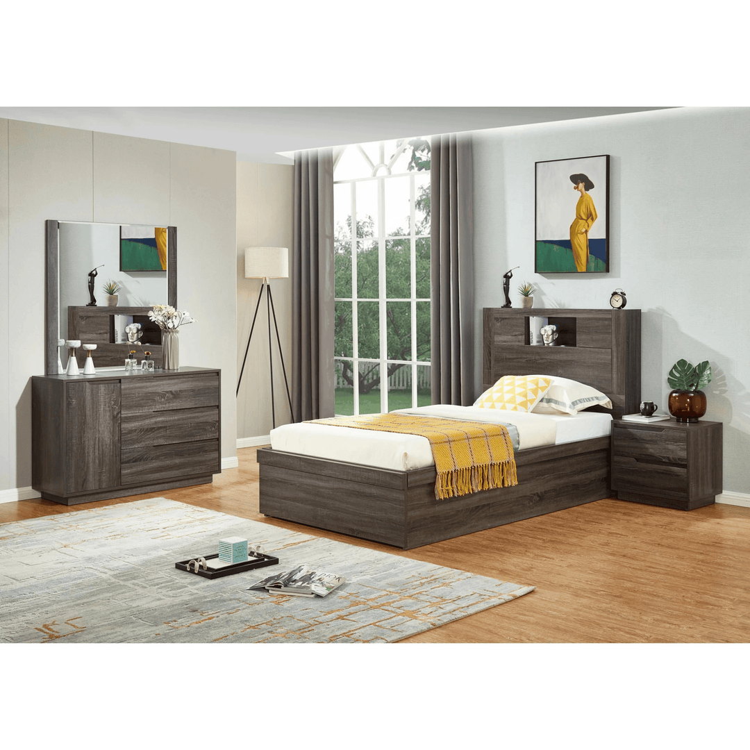 Boston Modern Gas Lift Platform Bed with Storage, King Single - DLB Furniture