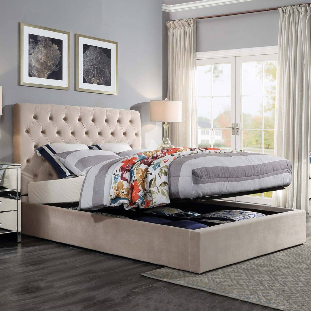Colima Velvet Queen Bed Frame - DLB Furniture
