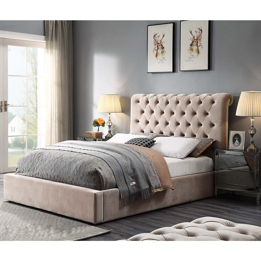 Frederic Velvet Bed Frame King - DLB Furniture