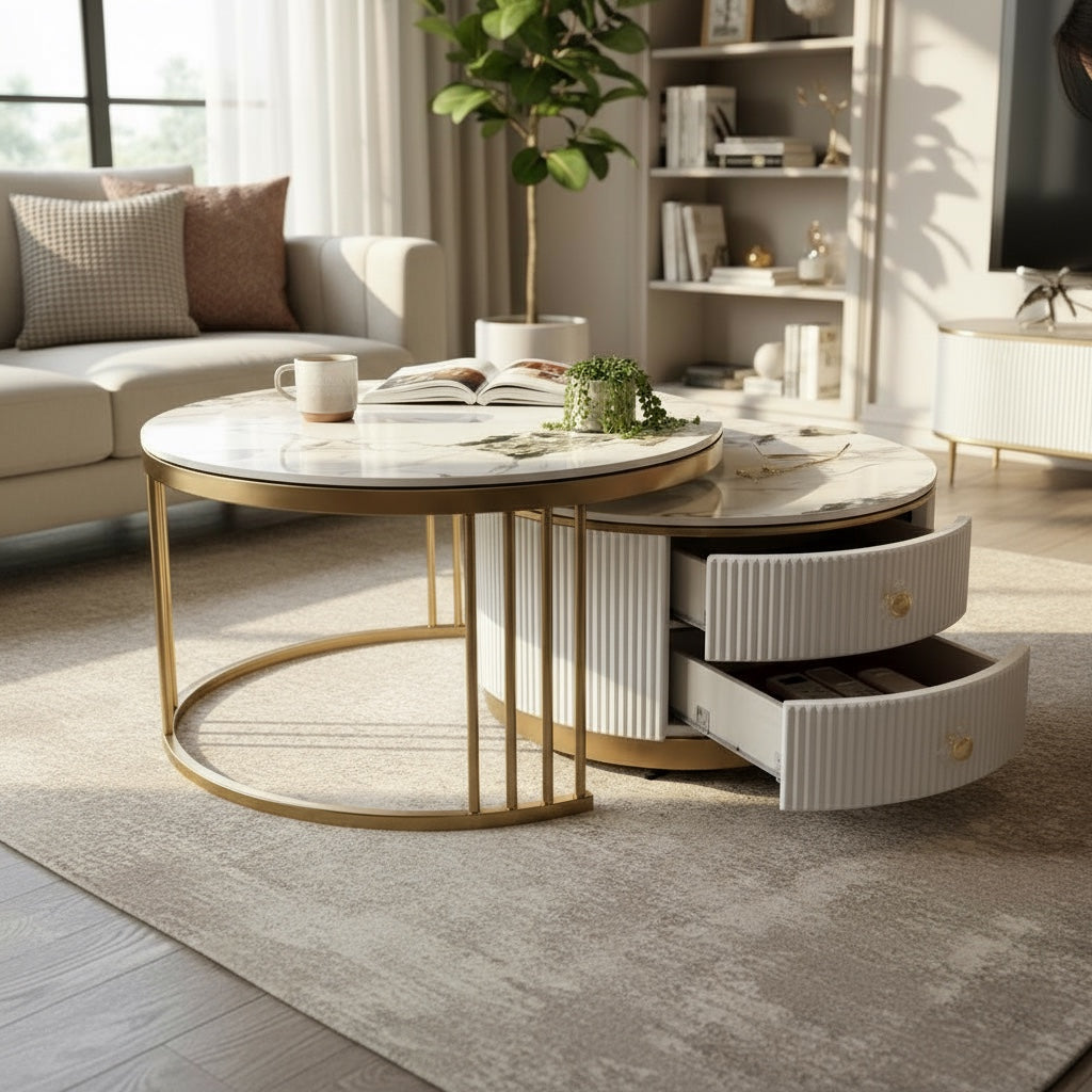 Luna Round Coffee Table 2 piece set - DLB Furniture