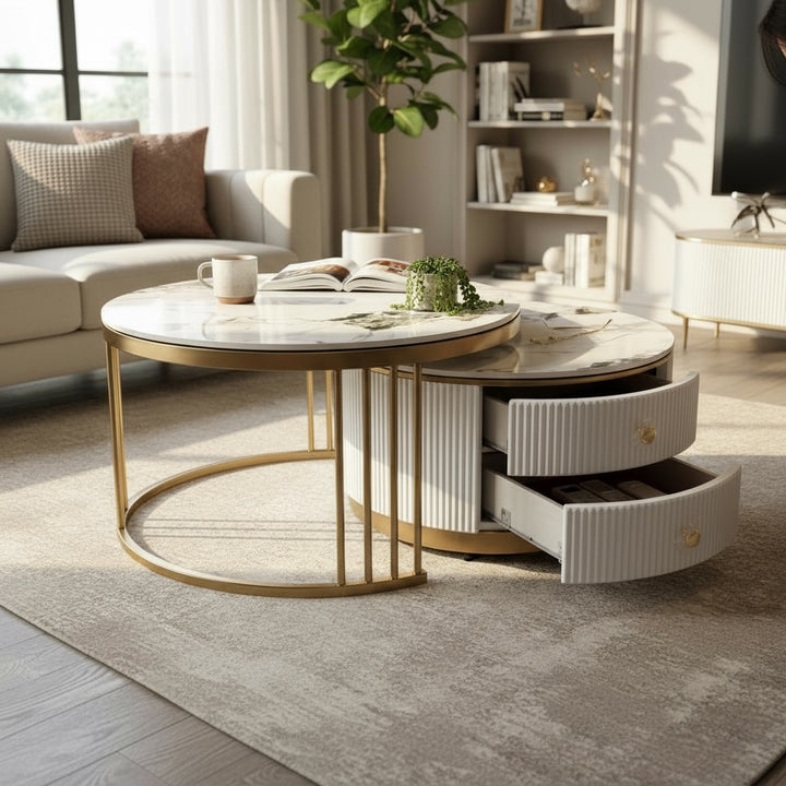 Luna Round Coffee Table 2 piece set - DLB Furniture