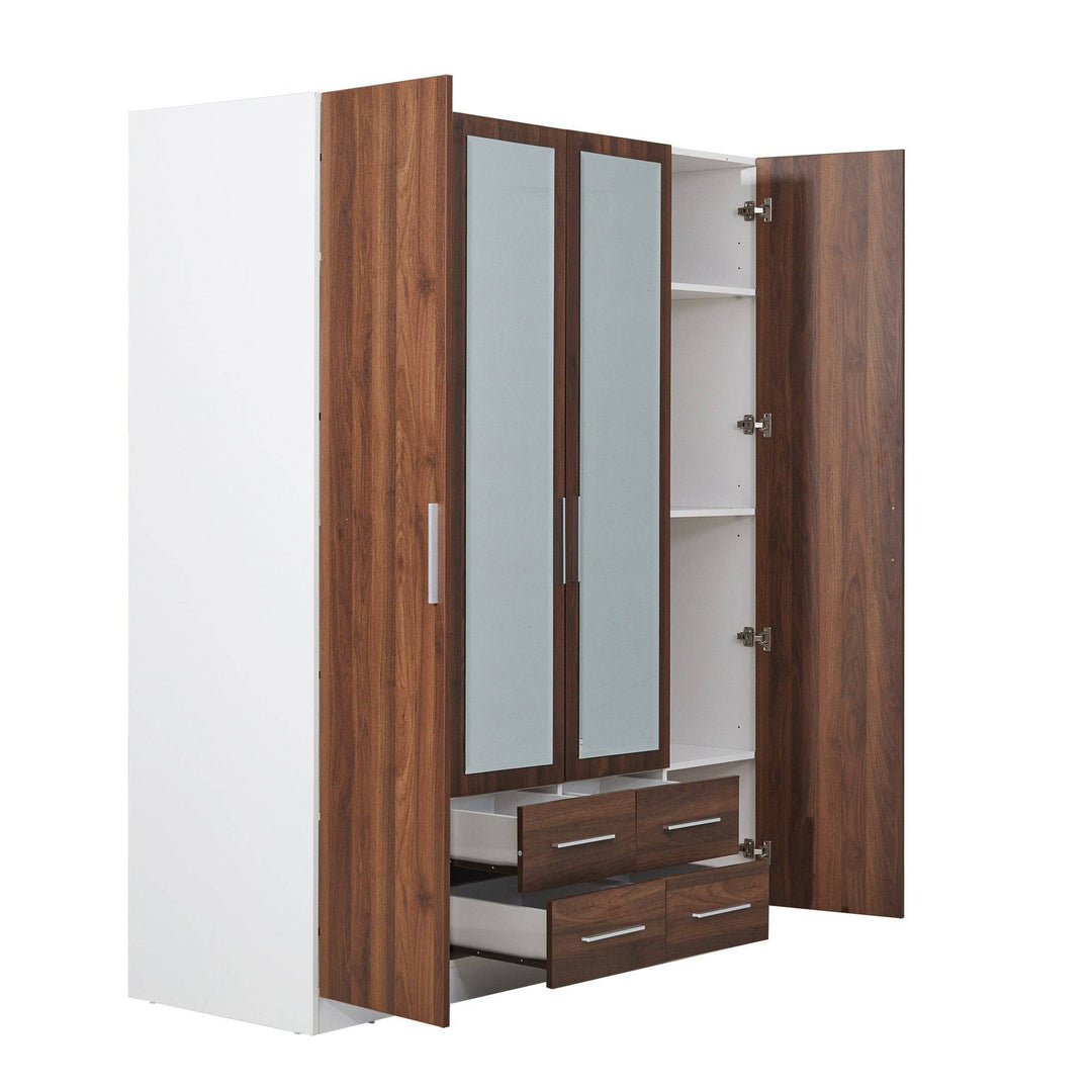 Dia 2 Tone Walnut and white 4 doors wardrobe - Easy Home Furniture