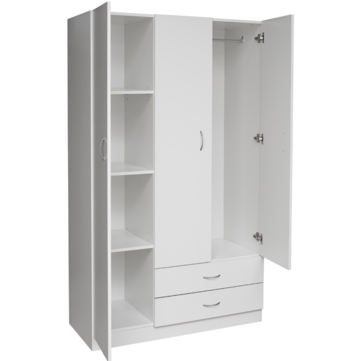 Metis Utility White Wardrobe with drawers
