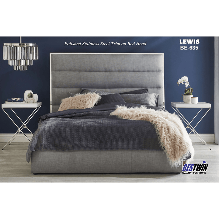 Lewis Fabric King Bed Frame - DLB Furniture