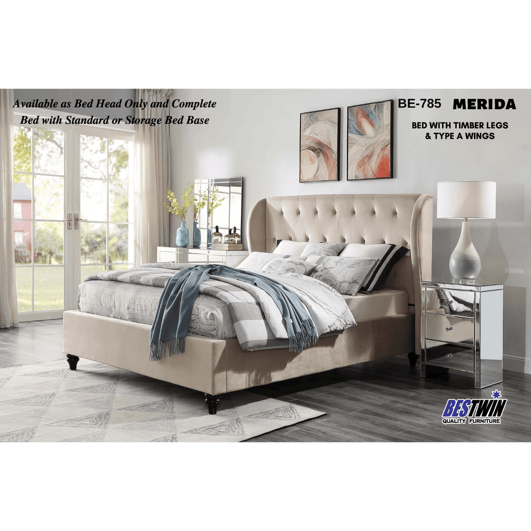 Merida King Single Velvet Bed - DLB Furniture