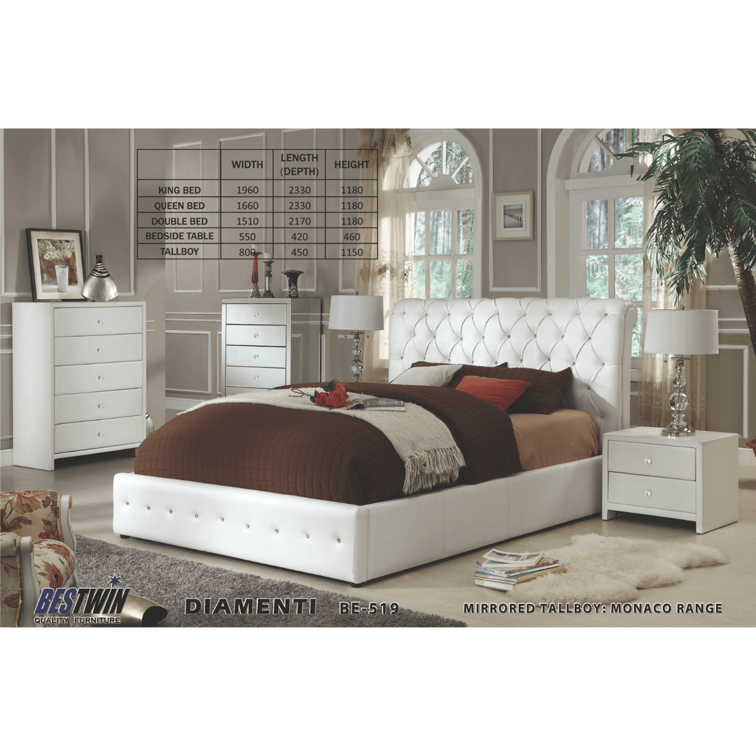 Diamenti Bed King Bed Frame White - DLB Furniture