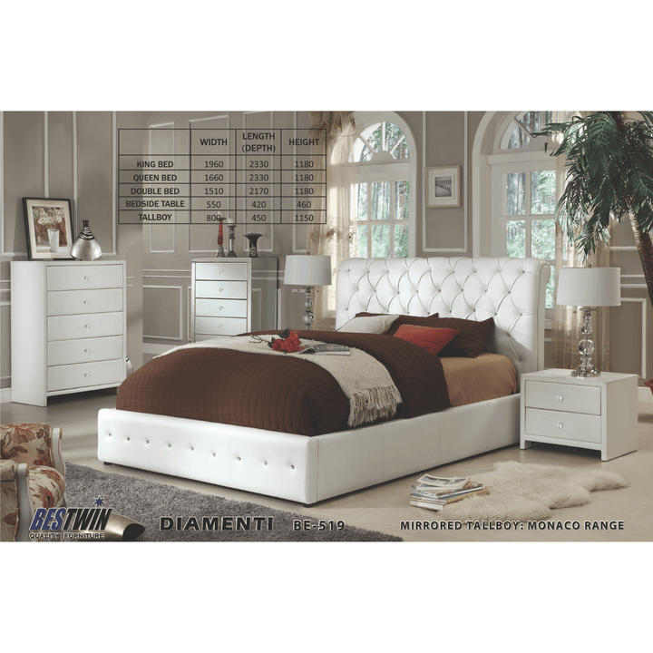 Diamenti Bed King Bed Frame White - DLB Furniture