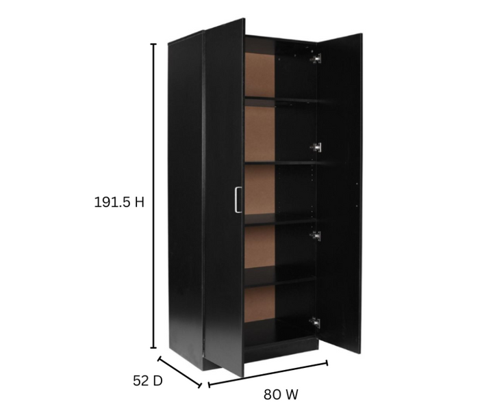 Beli 2 Door Pantry Cupboard 5 Shelves Black