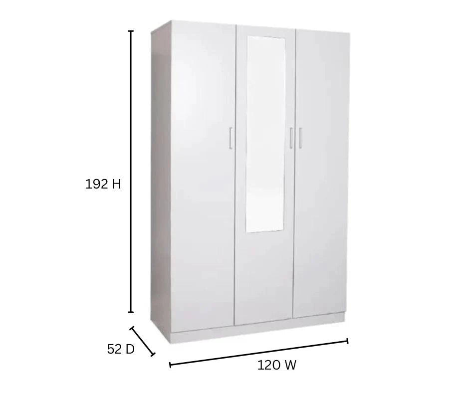 Beli 3 Door Wardrobes (White) - DLB Furniture