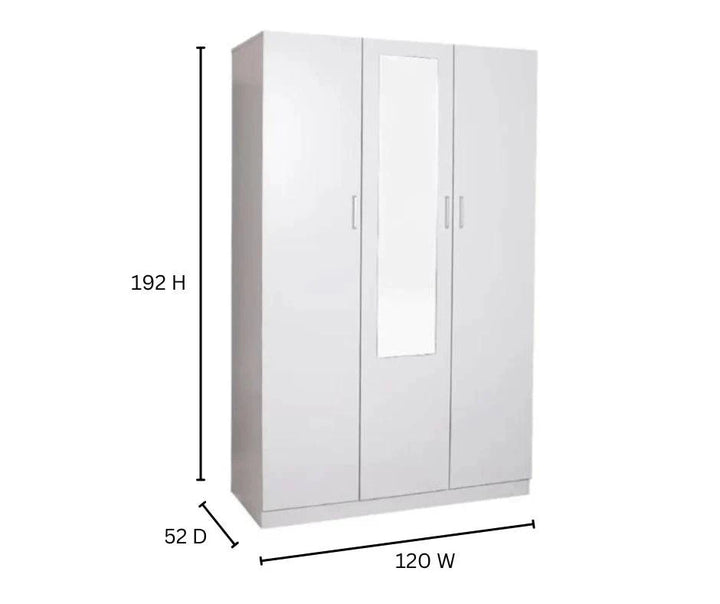 Beli 3 Door Wardrobes (White) - DLB Furniture