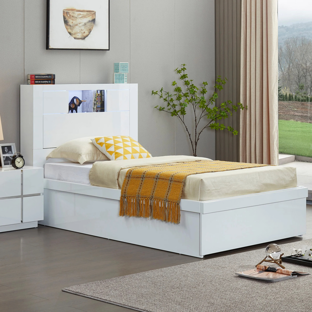 Nevada Modern Gas Lift Platform Bed with Storage,King Single - DLB Furniture