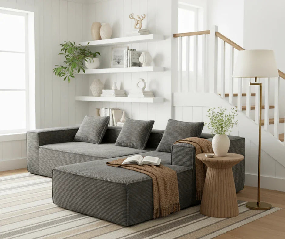 Akemi L Shape Sofa - Grey - DLB Furniture