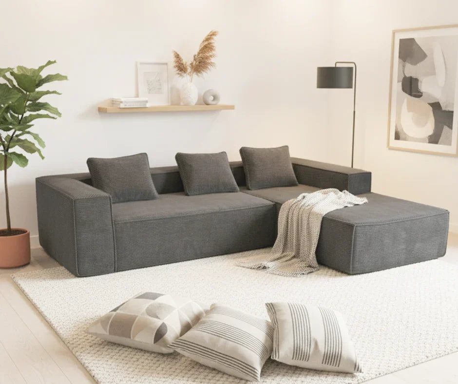 Akemi L Shape Sofa - Grey - DLB Furniture