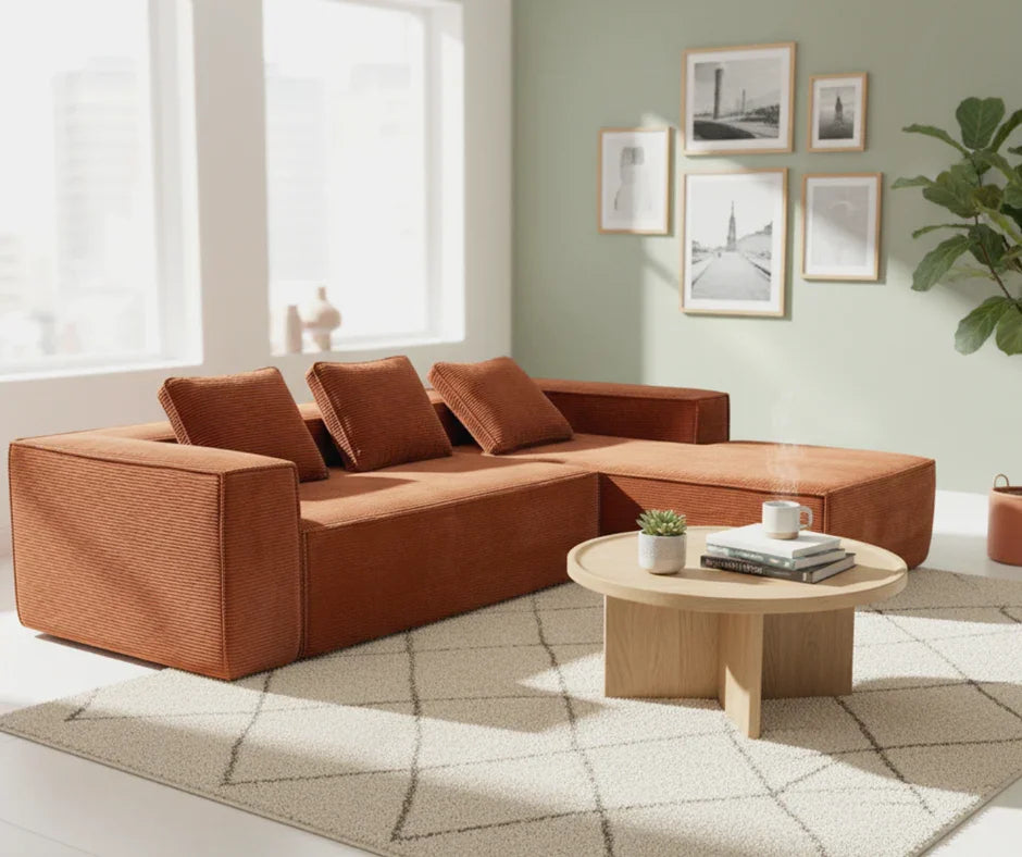 Akemi L Shape Sofa - Burnt Orange