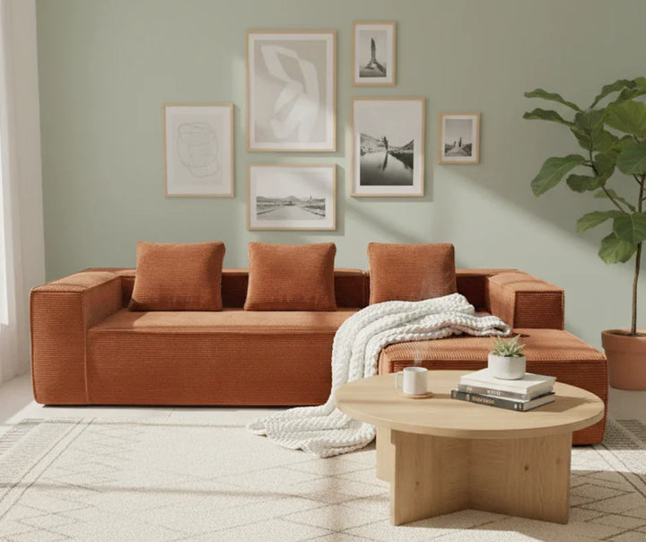 Akemi L Shape Sofa - Burnt Orange