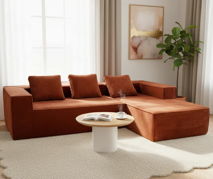 Akemi L Shape Sofa - Burnt Orange