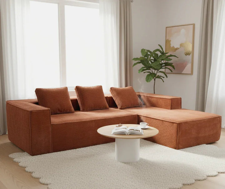 Akemi L Shape Sofa - Burnt Orange