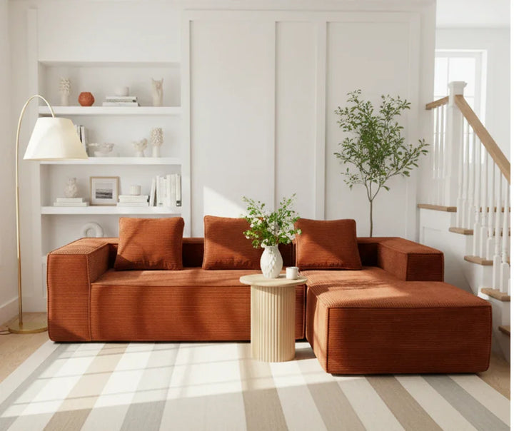 Akemi L Shape Sofa - Burnt Orange
