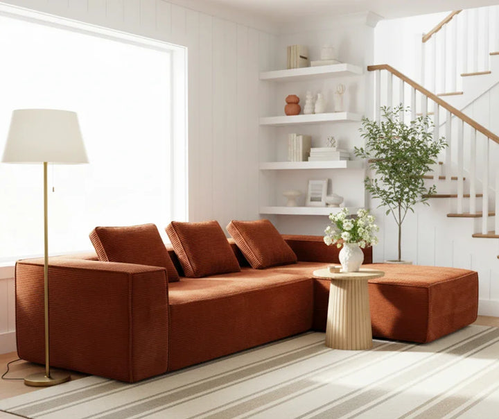 Akemi L Shape Sofa - Burnt Orange