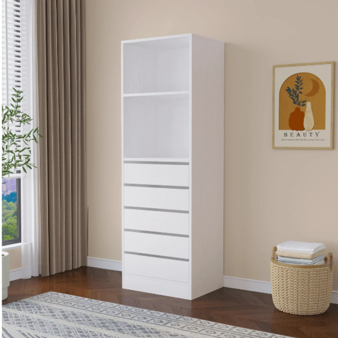 Botany 5 Drawer Shelves 600 - White - DLB Furniture