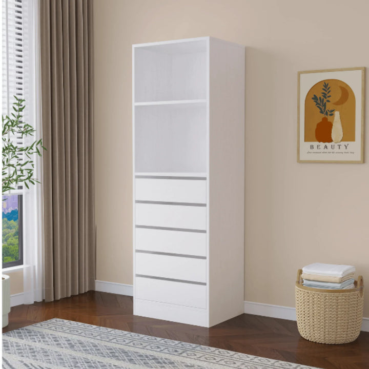 Botany 5 Drawer Shelves 600 - White - DLB Furniture