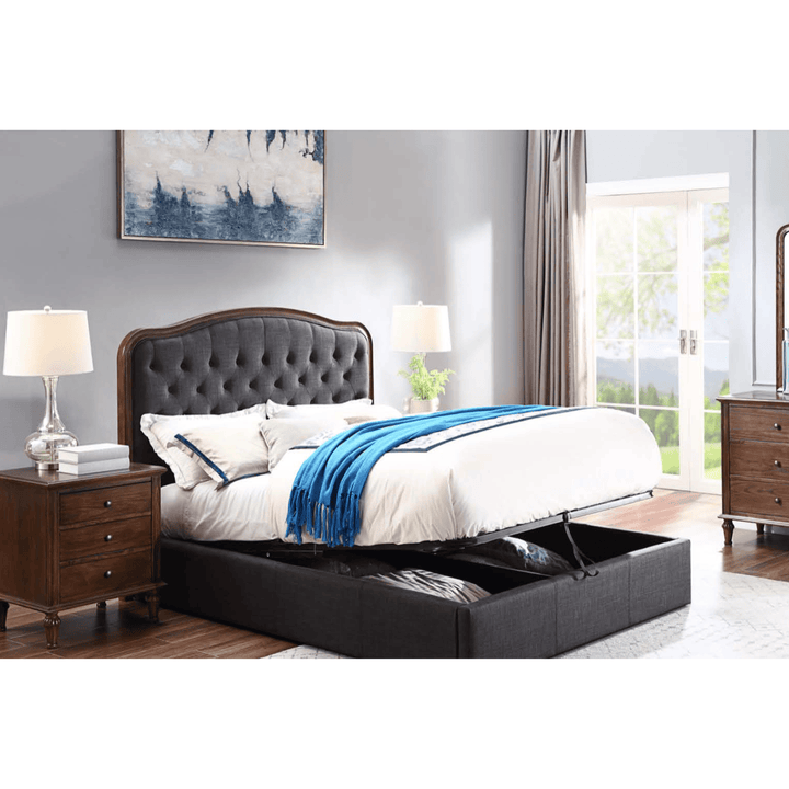 Jasmine Upholstered King Bed With Wooden Frame - DLB Furniture