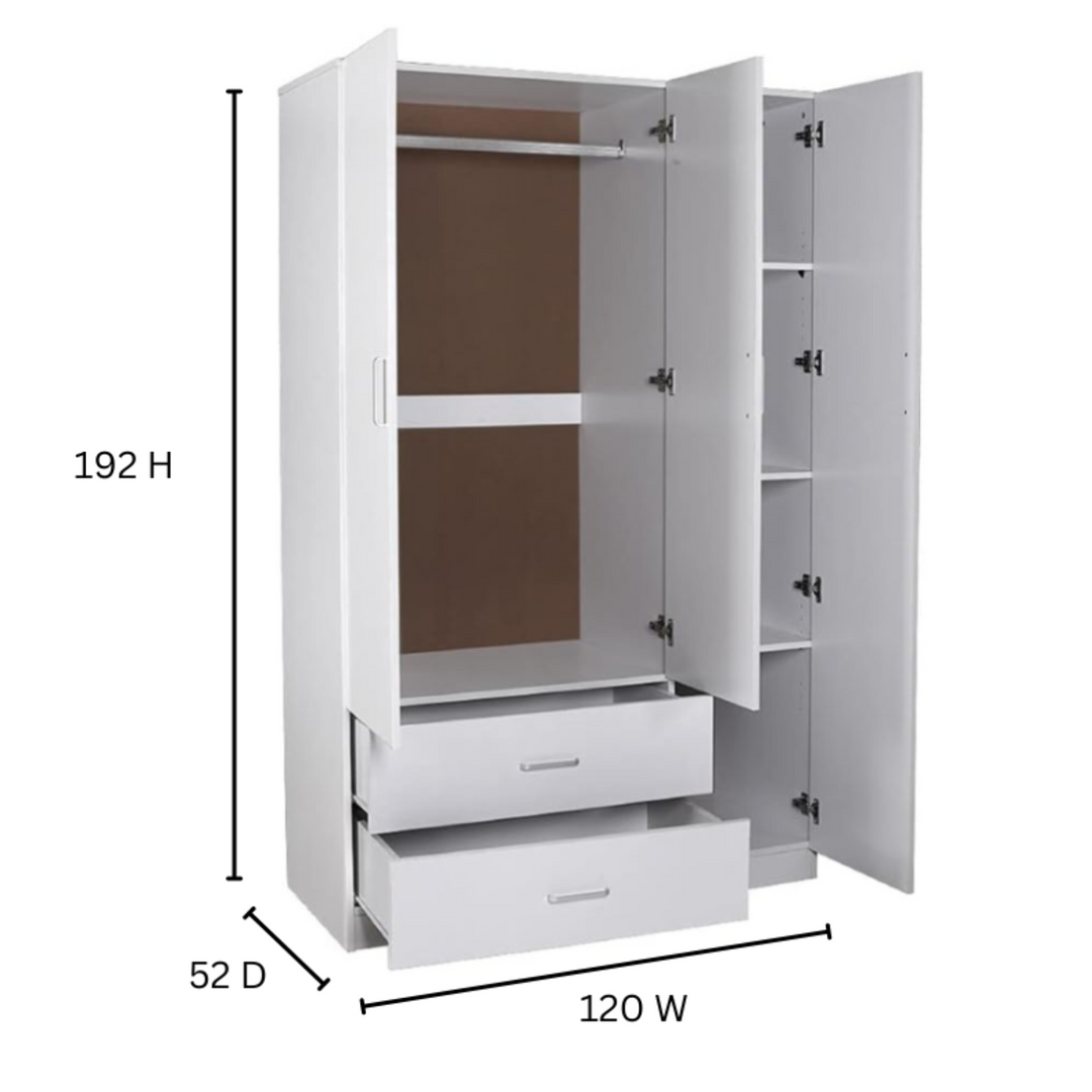 Bali Melamine 3 Doors 2 Drawer White - DLB Furniture