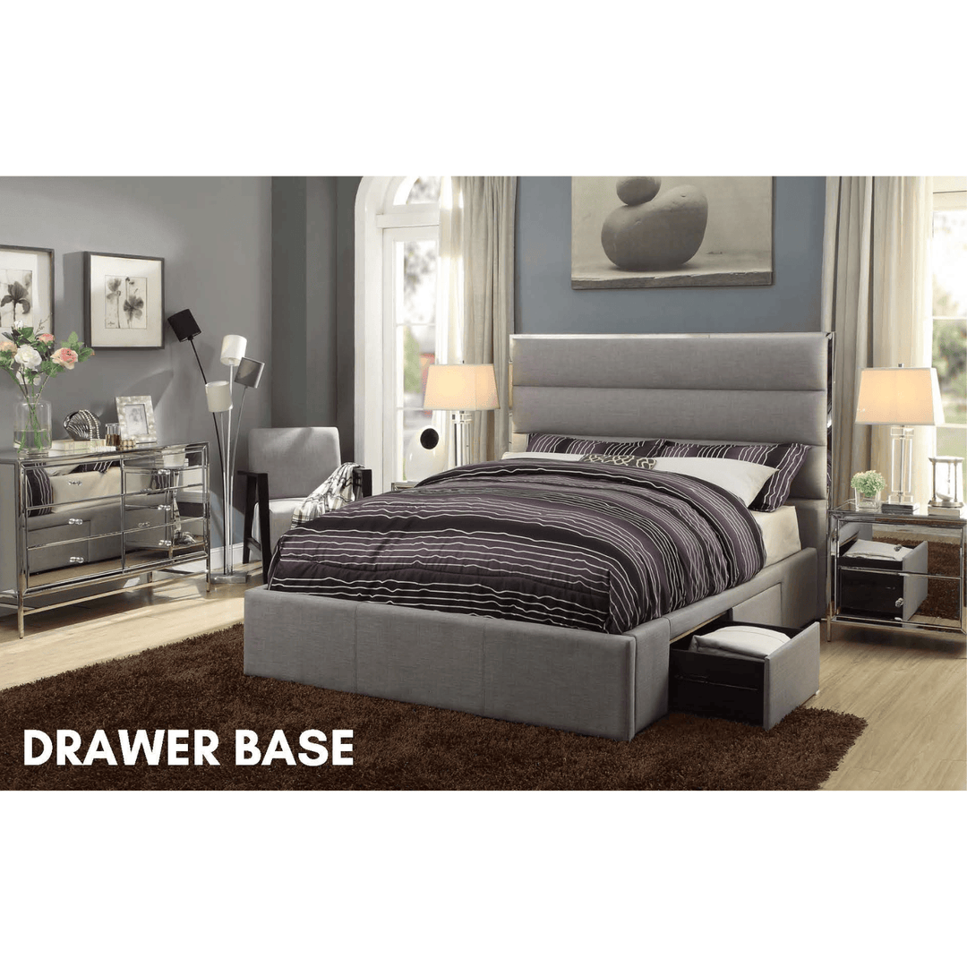 Lewis Fabric Queen Bed Frame - DLB Furniture