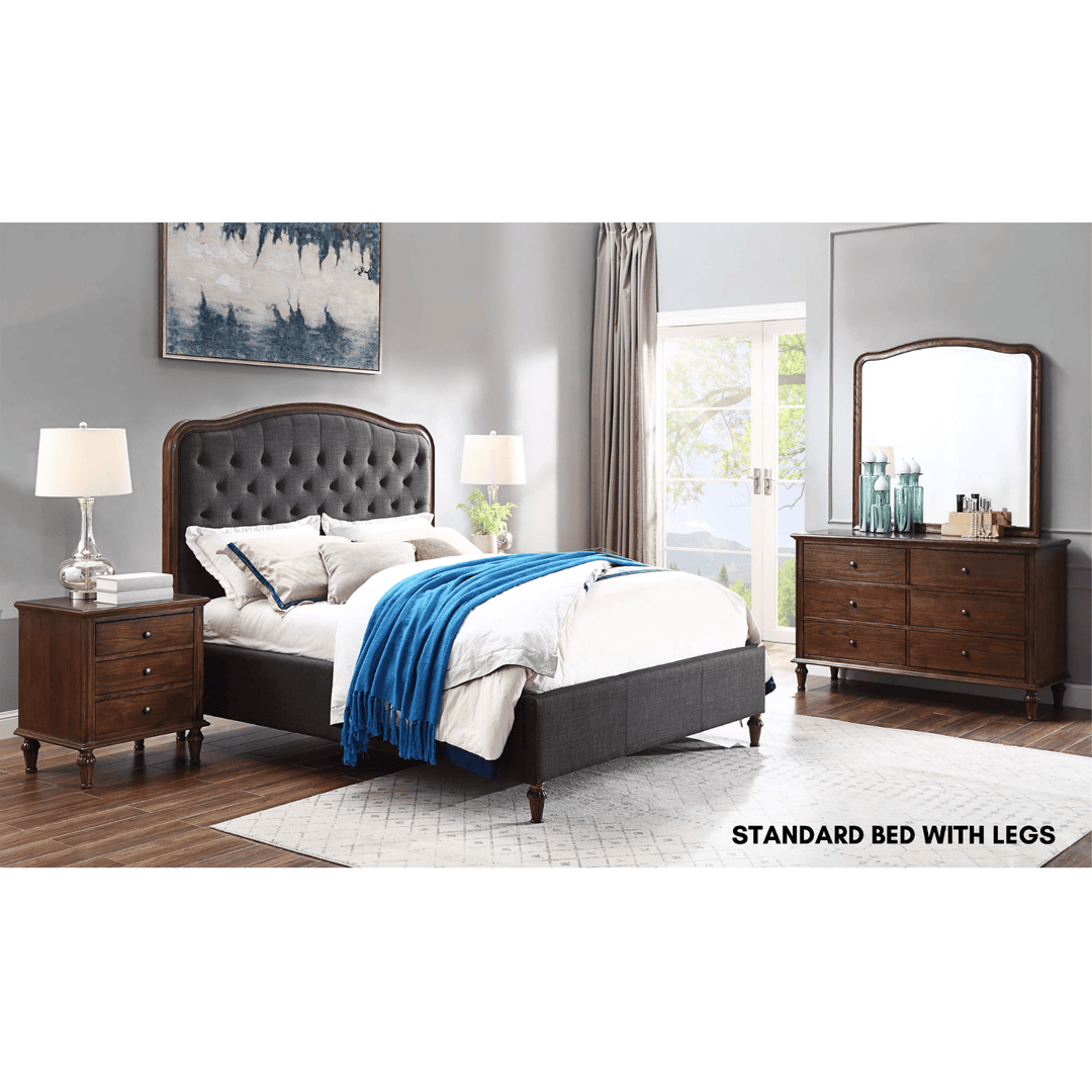 Jasmine Upholstered King Bed With Wooden Frame - DLB Furniture