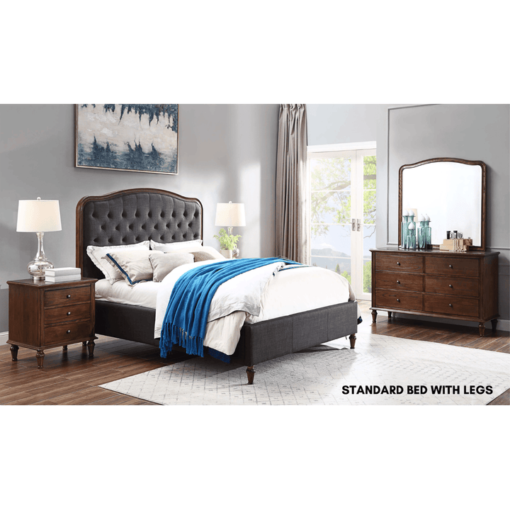 Jasmine Upholstered King Bed With Wooden Frame - DLB Furniture