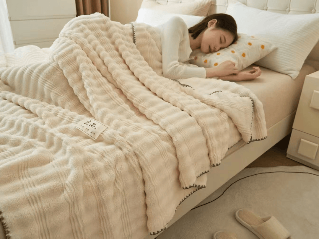 Beige Throw Blanket 200 x 230 cm