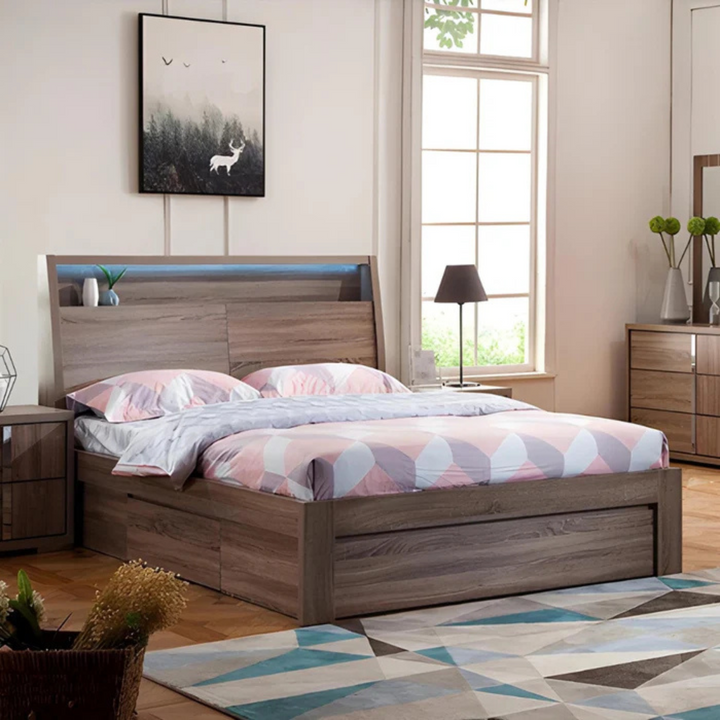 Boston Bed Frame Queen Mocha oak - DLB Furniture