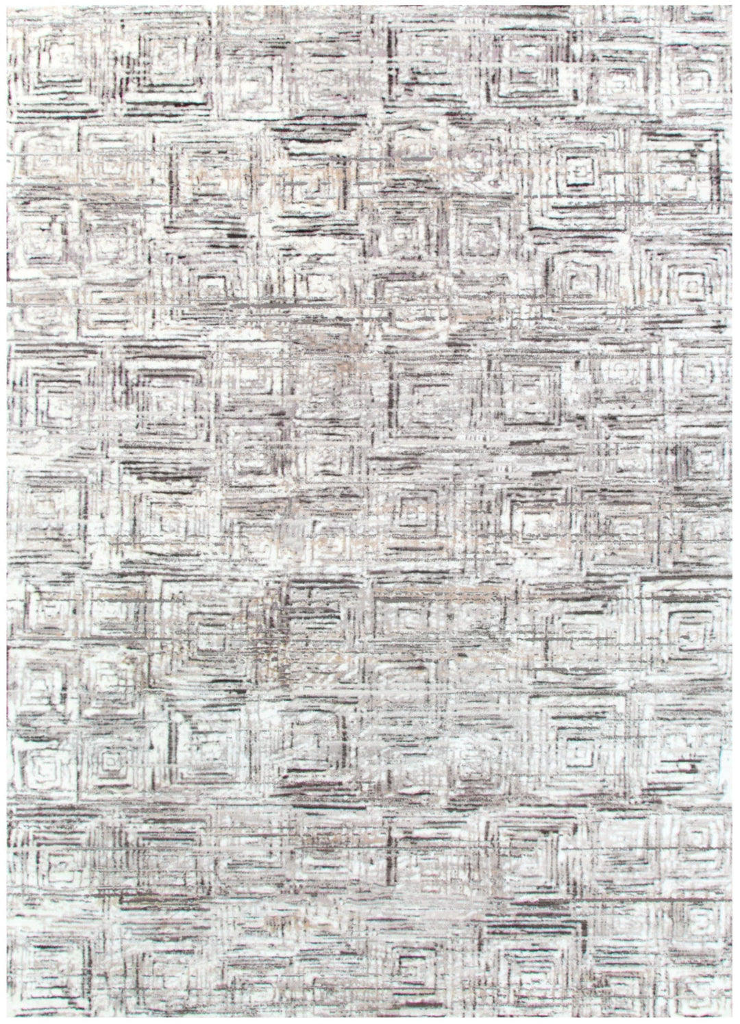 Atina Distressed Geo Squares Grey Rug - AT03 - DLB Furniture