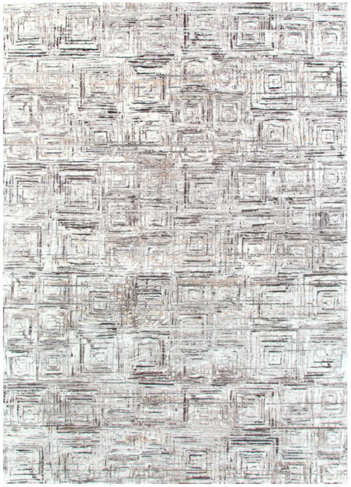 Atina Distressed Geo Squares Grey Rug - AT03 - DLB Furniture