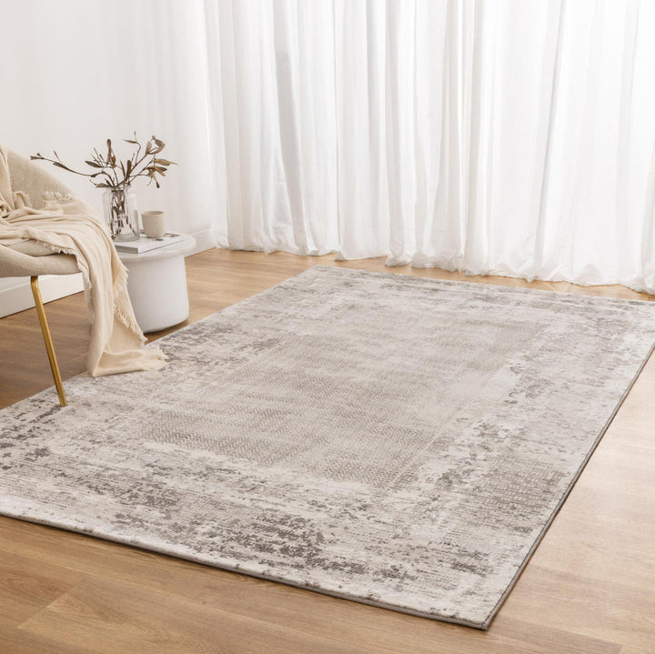 Atina Distressed Border Beige Grey Rug - AT04 - DLB Furniture
