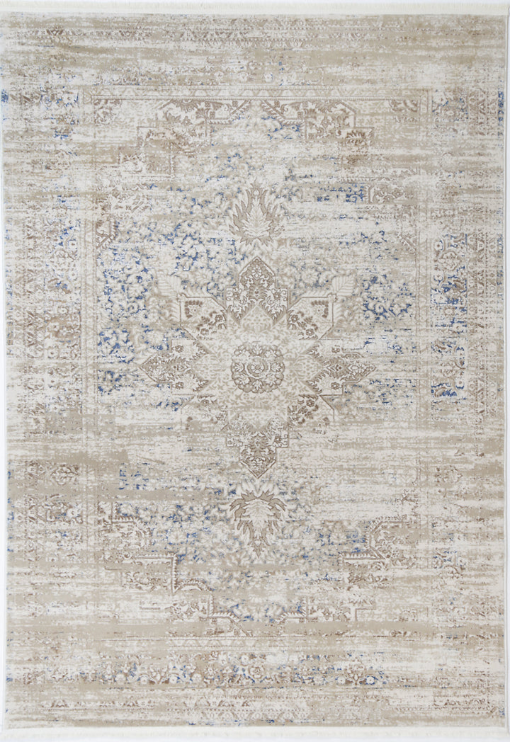 Bohemian Paradise Medalion Beige Blue Rug - DLB Furniture