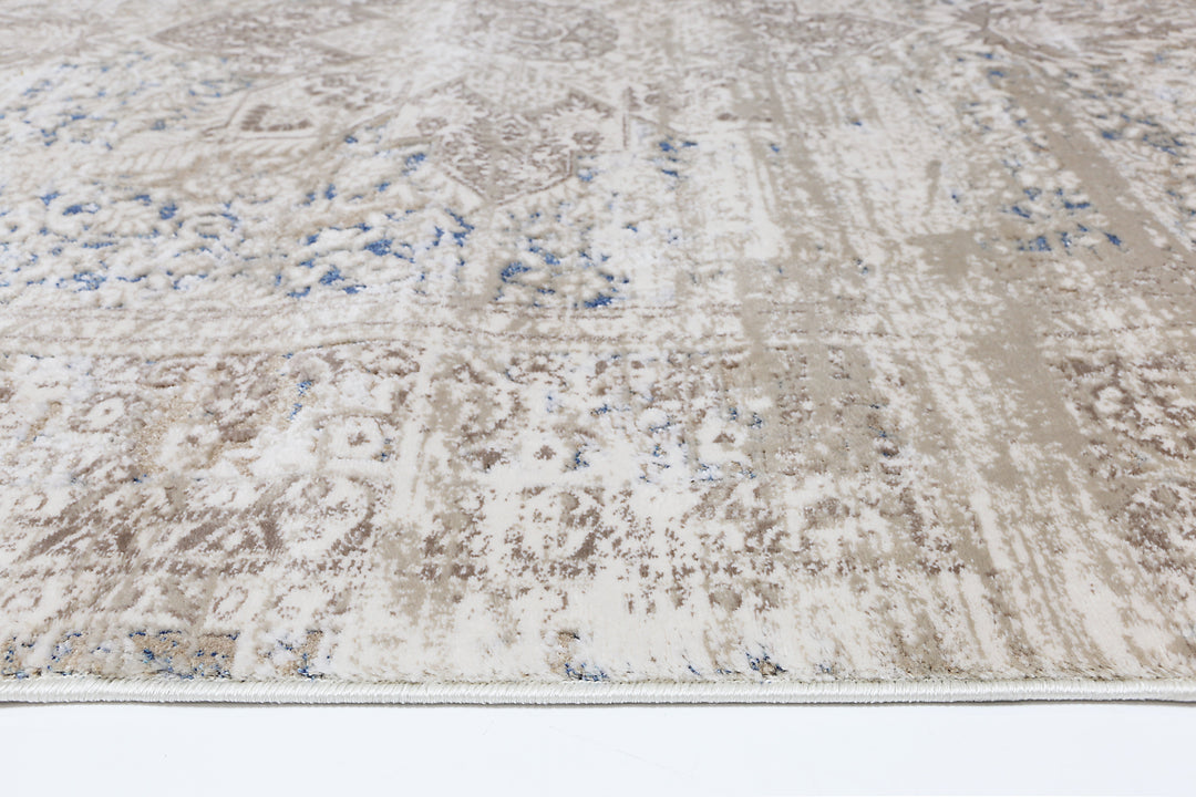 Bohemian Paradise Medalion Beige Blue Rug - DLB Furniture