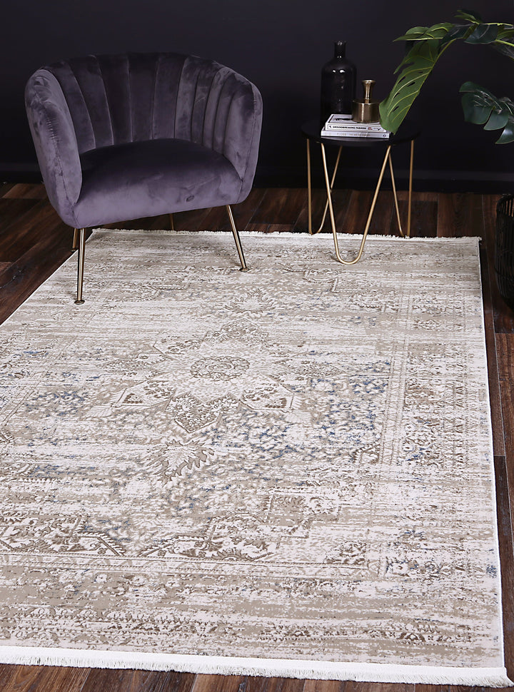 Bohemian Paradise Medalion Beige Blue Rug - DLB Furniture