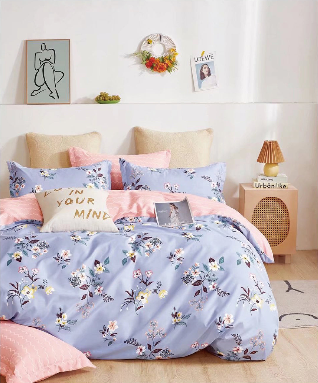 Botanist 5 Piece Bedding Set Microfiber 120 gsm-Light Purple - DLB Furniture
