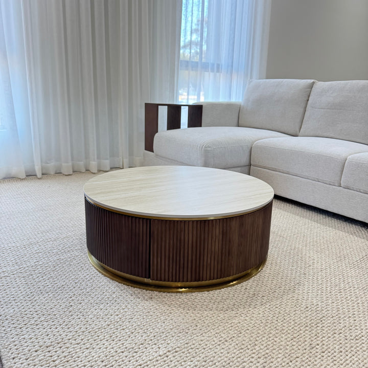 Arcadia luxury coffee table travertine sintered stone top