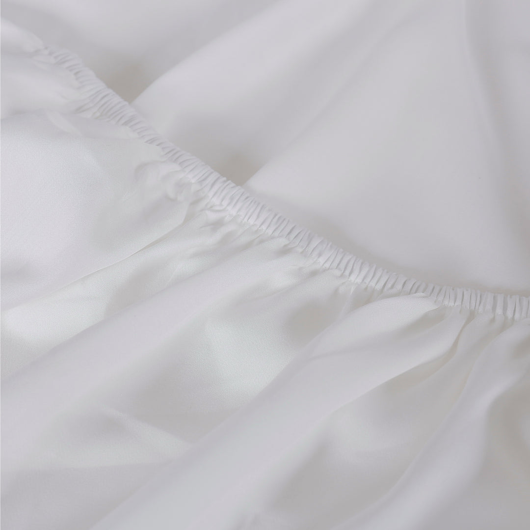 TENCEL™ Lyocell Fibre Fitted Sheet White Queen - DLB Furniture