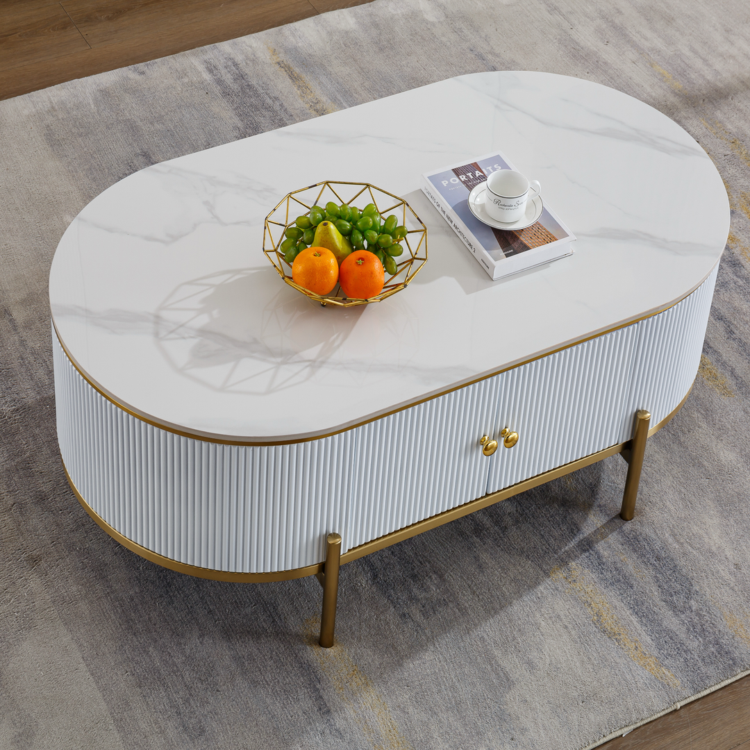 Oval Phoebe Stone Top Coffee Table