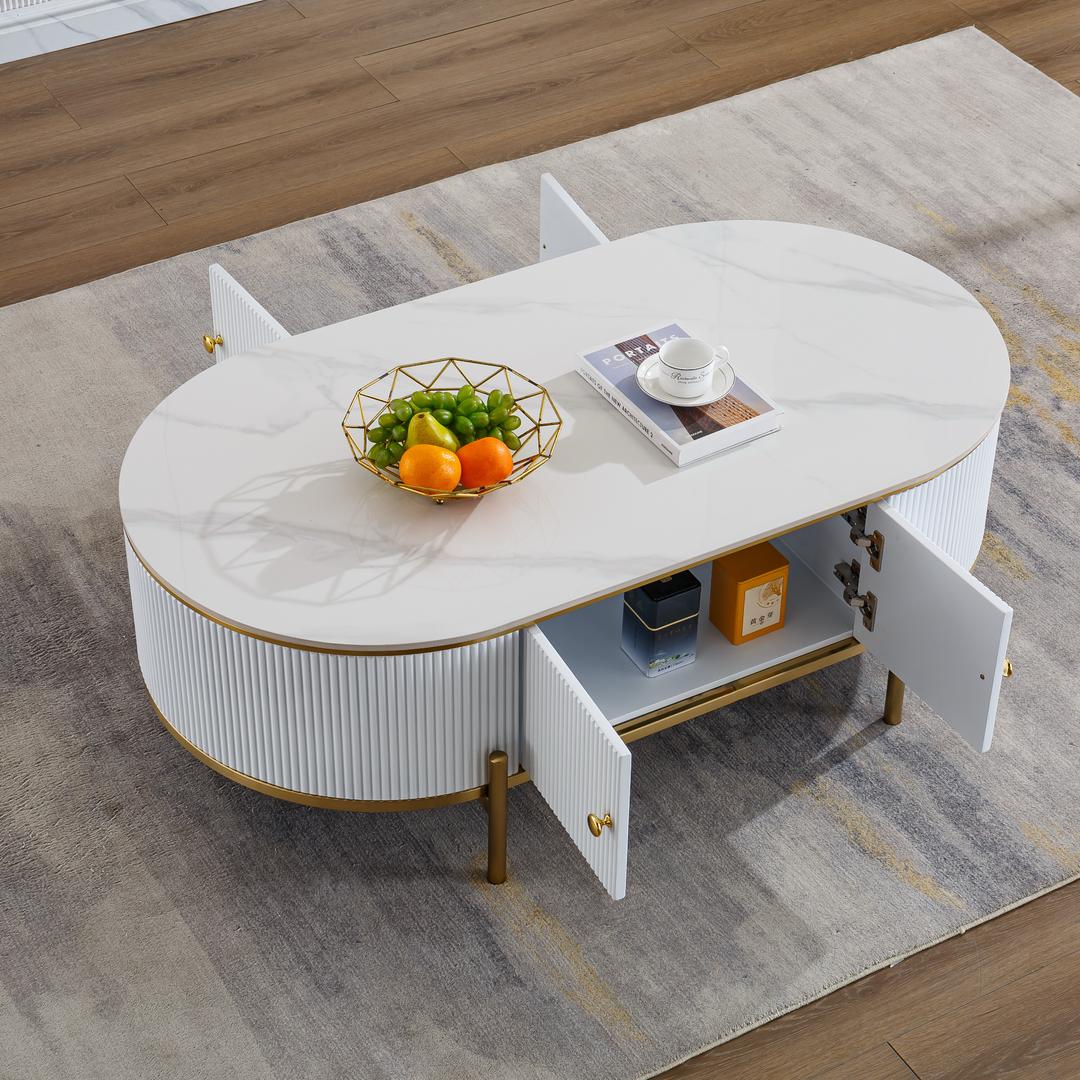 Oval Phoebe Stone Top Coffee Table
