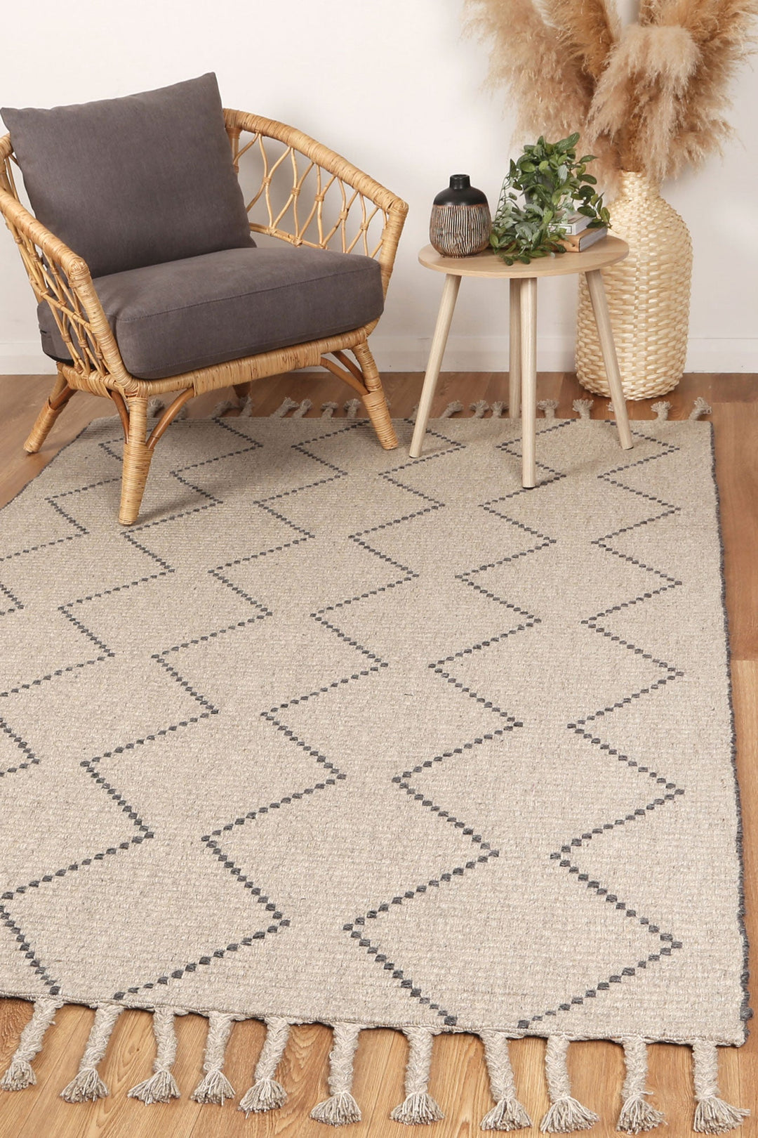 Goa Zig-Zag Wool Blend Ash Rug - DLB Furniture