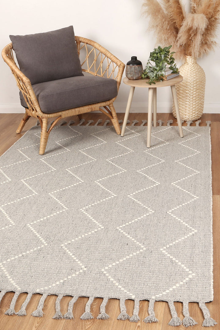 Goa Zig-Zag Wool Blend Grey Rug - DLB Furniture