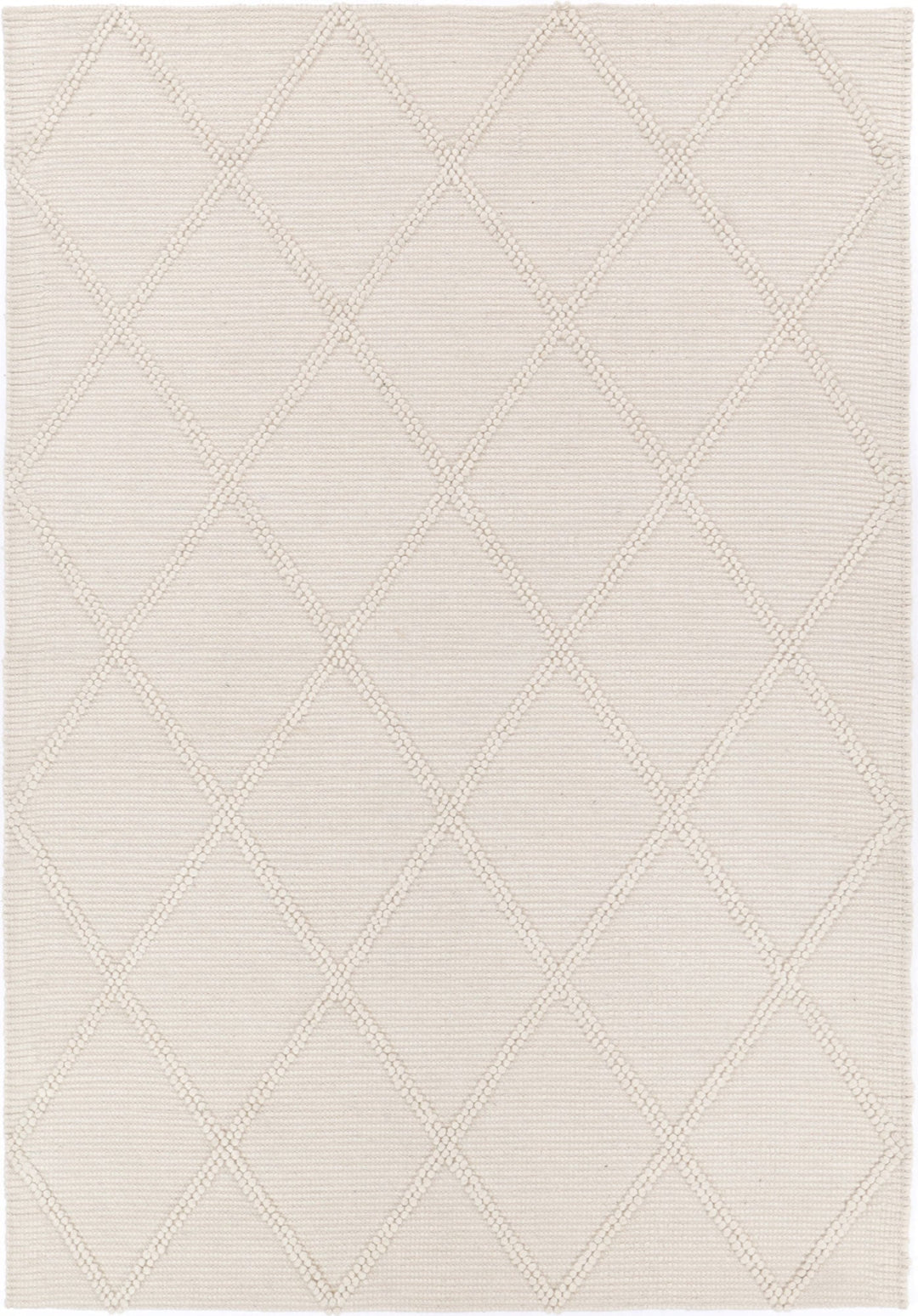 Goa Lattice Wool Blend Cream Rug (No Tassel) - DLB Furniture