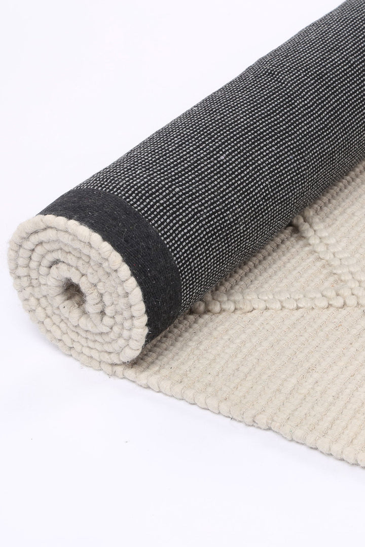Goa Lattice Wool Blend Cream Rug (No Tassel) - DLB Furniture