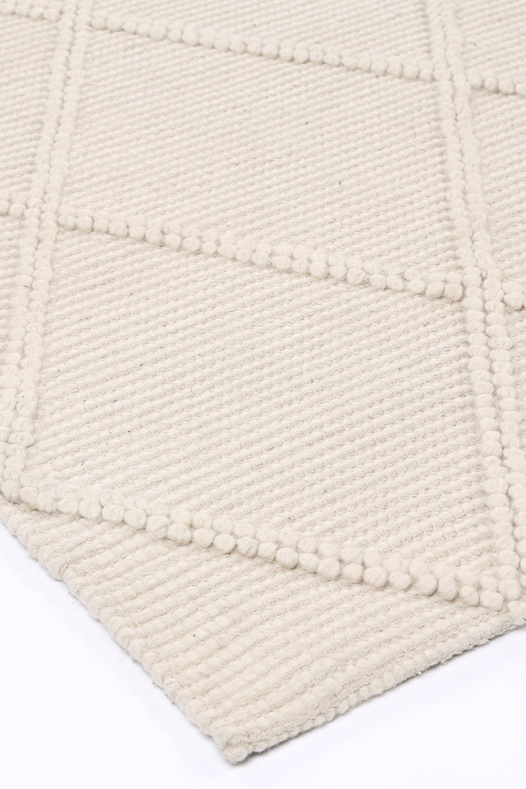 Goa Lattice Wool Blend Cream Rug (No Tassel) - DLB Furniture